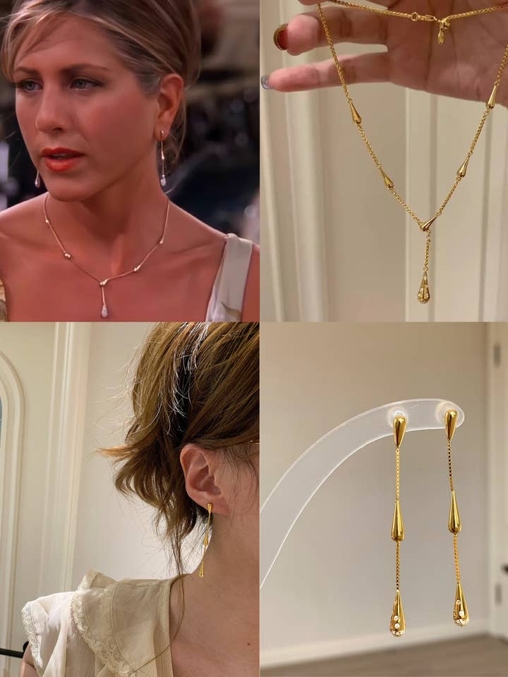 Rachel´s Gold Bridesmaid Necklace and Earrings Set for wholesale by ZEN&CO Studio