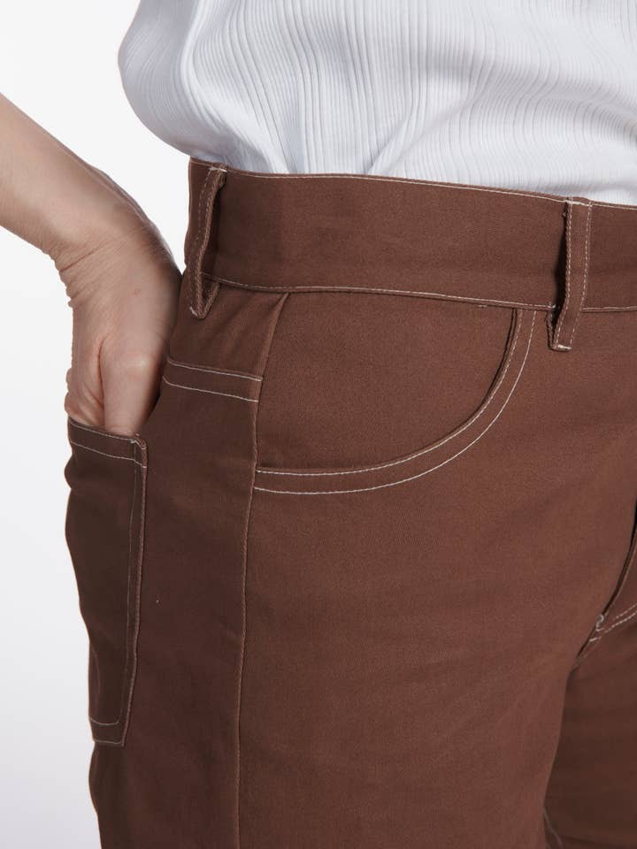 MADE IN SENS - Wholesale Pants - Women's - Pignata solid chocolate pants5
