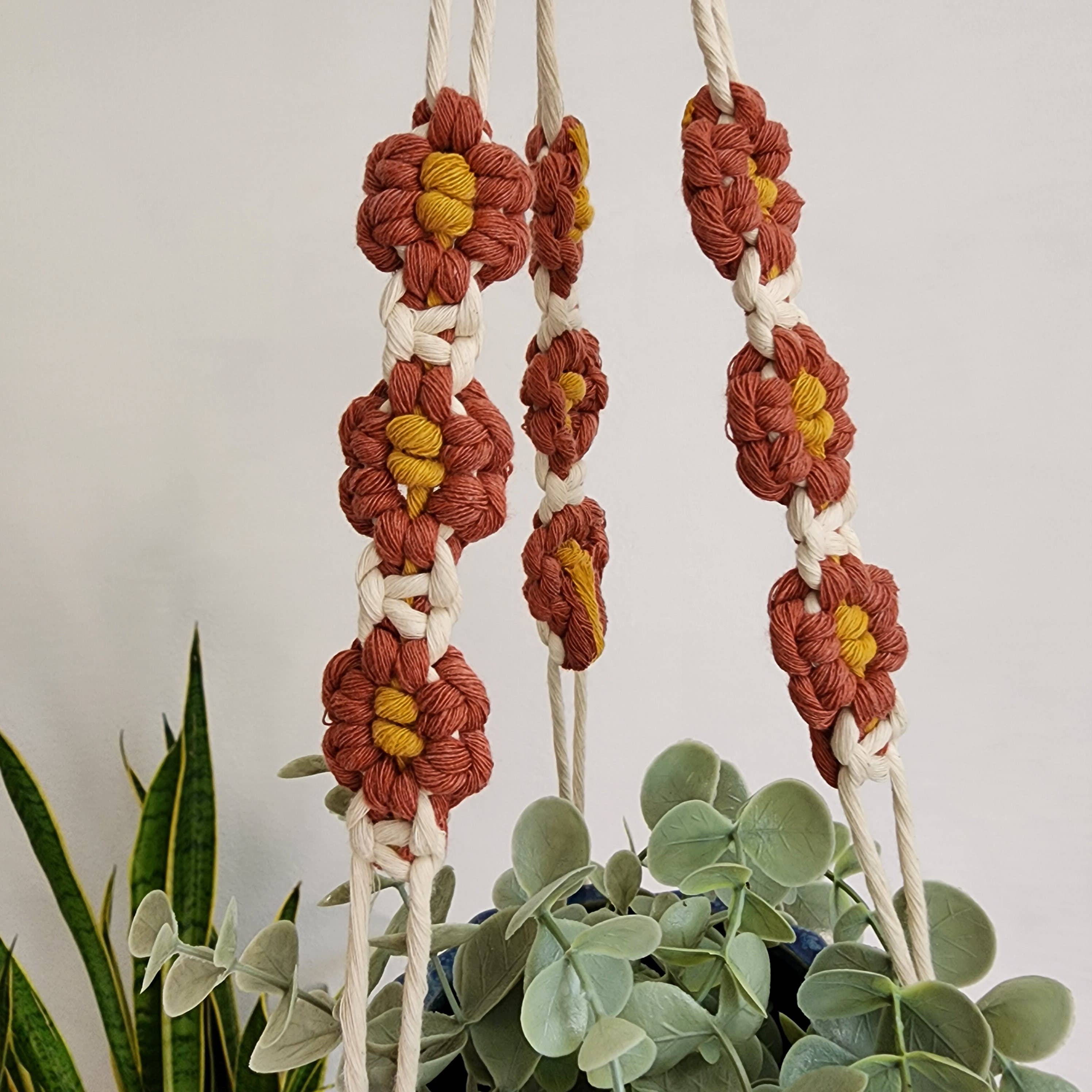 Handmade By Uruba - Wholesale Hanging Planter - Floral Daisy Plant Hanger, Handmade Macrame Plant Accessory2