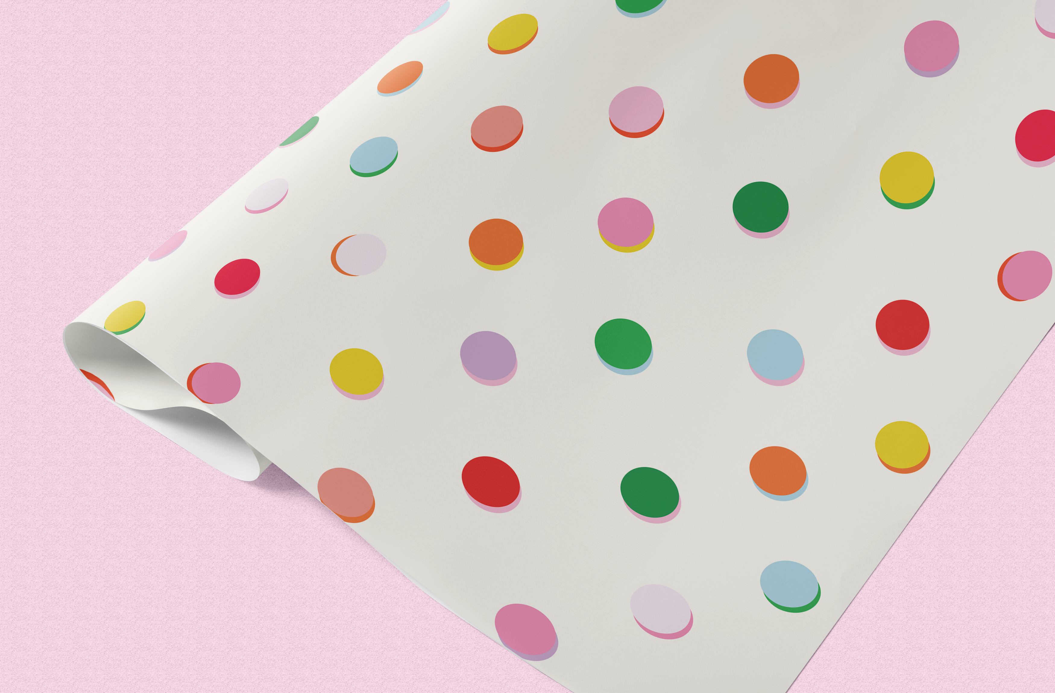 Bon Femmes - Wholesale Flat Wrap - Multicolor Polka Dot Wrapping Paper Set of 31