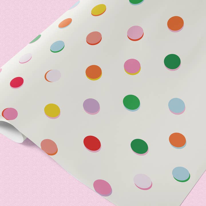 Bon Femmes - Wholesale Flat Wrap - Multicolor Polka Dot Wrapping Paper Set of 31