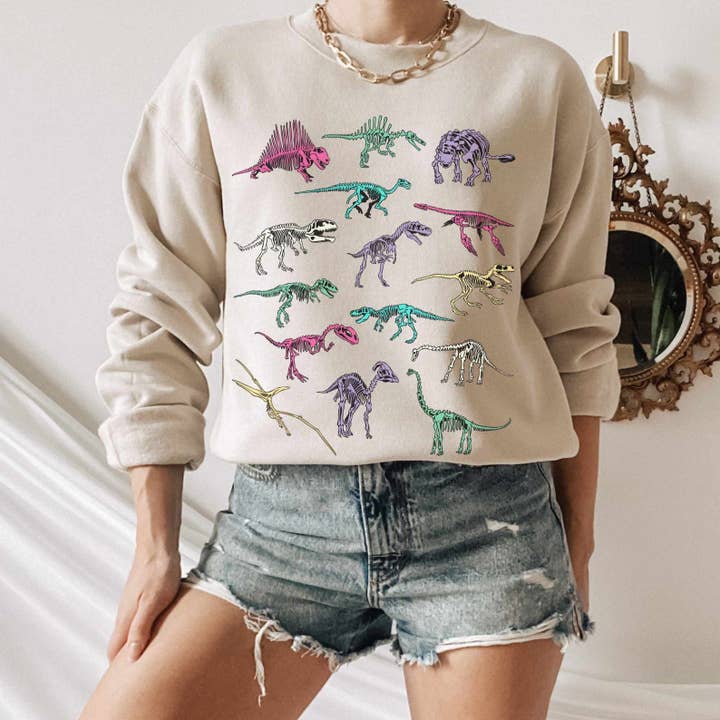 Retro Dinosaur Sweatshirt | Kid Core Graphic Sweatshirt for wholesale by Sisterly Gifts Shop