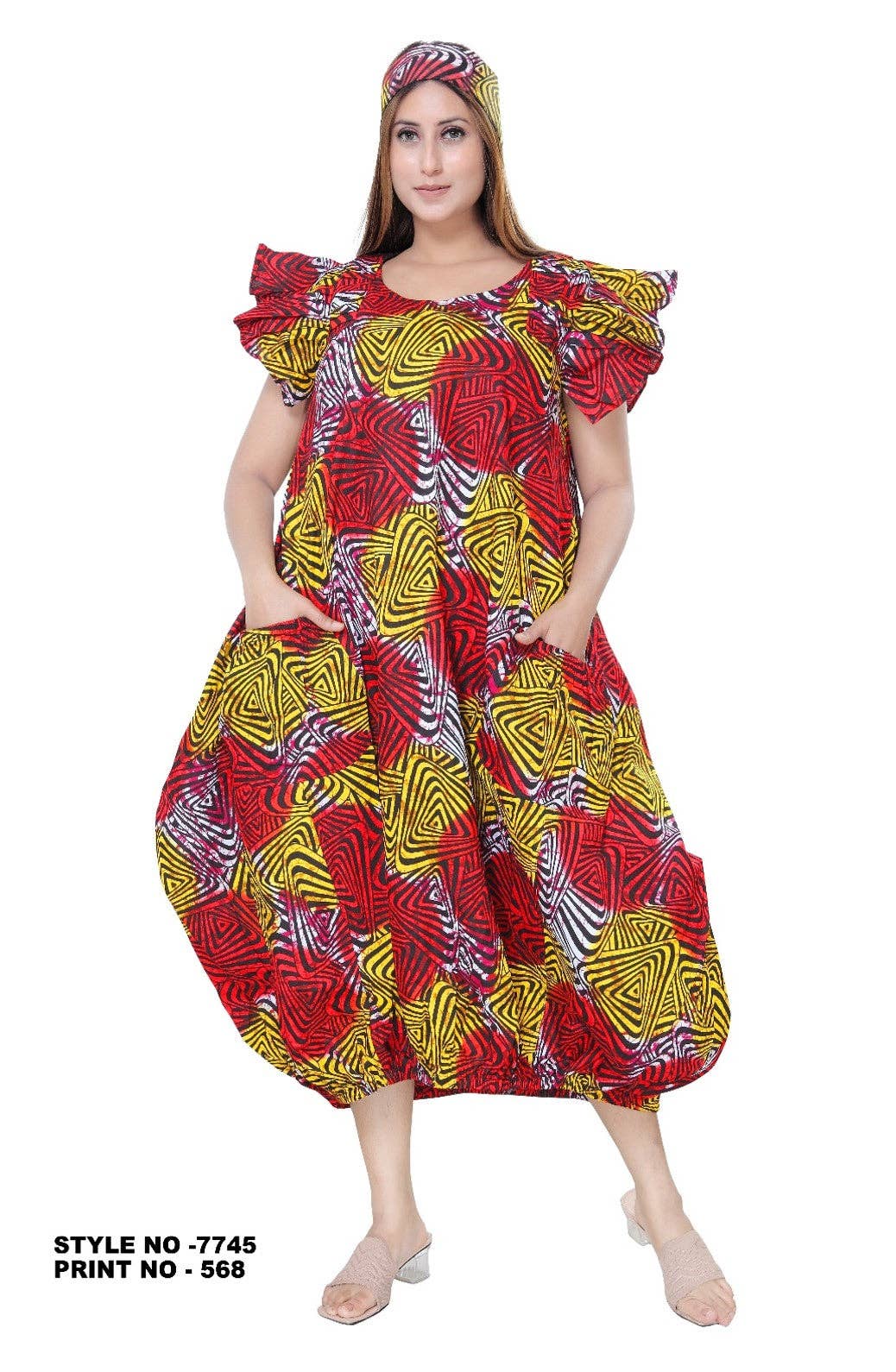 KaraChic - Wholesale Dress - Women's - Women's Ankara Dress with Pleated Sleeve - African Prints5