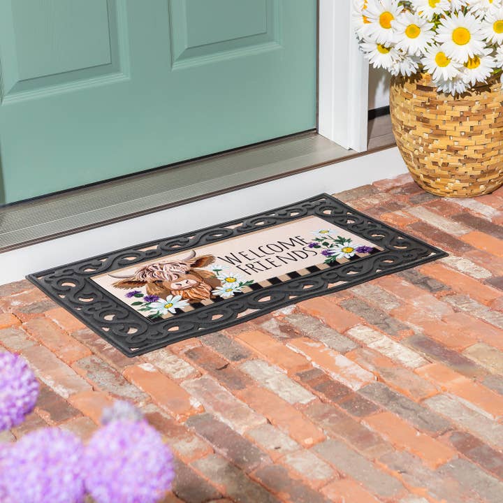 Evergreen Enterprises - Wholesale Door Mat - Highland Cow Welcome Friends Sassafras Switch Mat1
