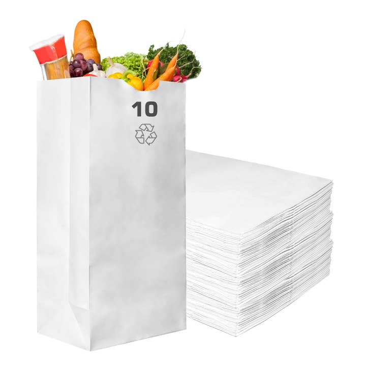 EcoQuality – Engroshandel Indpakning/pose til opbevaring af mad – 10lb Hvid Kraft papirsposer, Bageri Tasker, Candy Tasker, Party