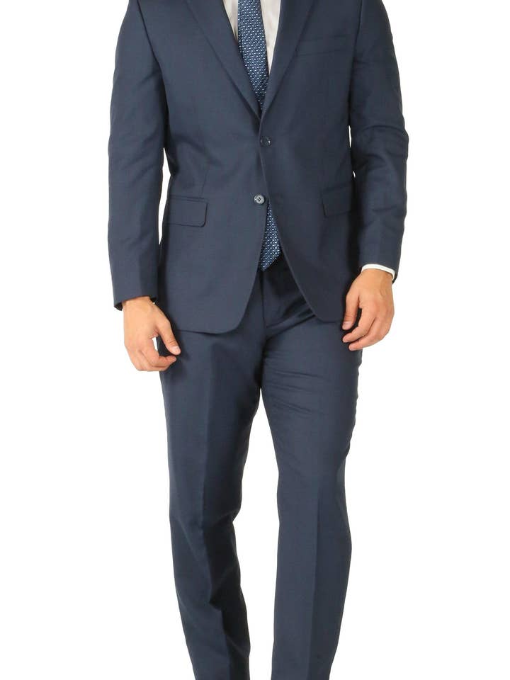 Combinaison de voyage 2 pièces en laine bleue de qualité supérieure résistante aux taches - avec 2 paires de pantalons pour la vente par Ferrecci