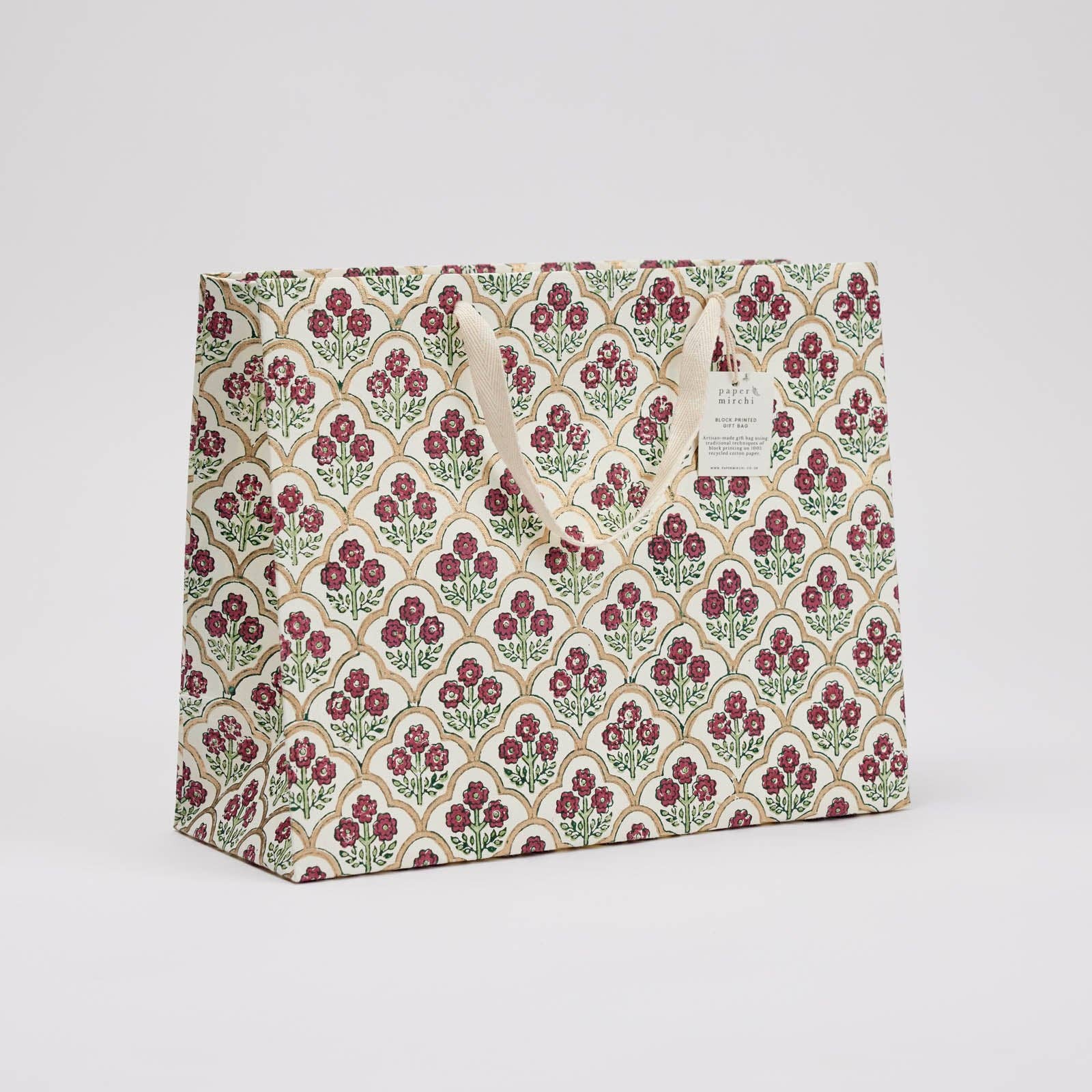 Paper Mirchi - Wholesale Gift Bag - Hand Block Printed Gift Bags (Large) - Cherry3