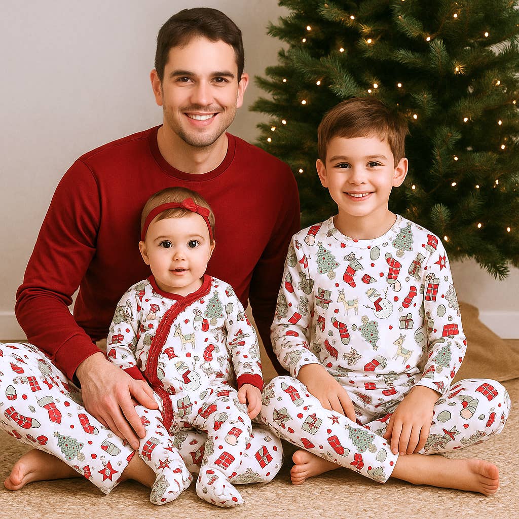 Tesa Babe – wholesale Pyjamasset - Barn – Julglädje Barn Bambu Pyjamas Set-Familjematchning1