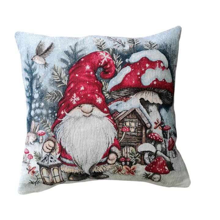 Mushroom Elf Christmas Pillow Case for wholesale by Lunaria Lab