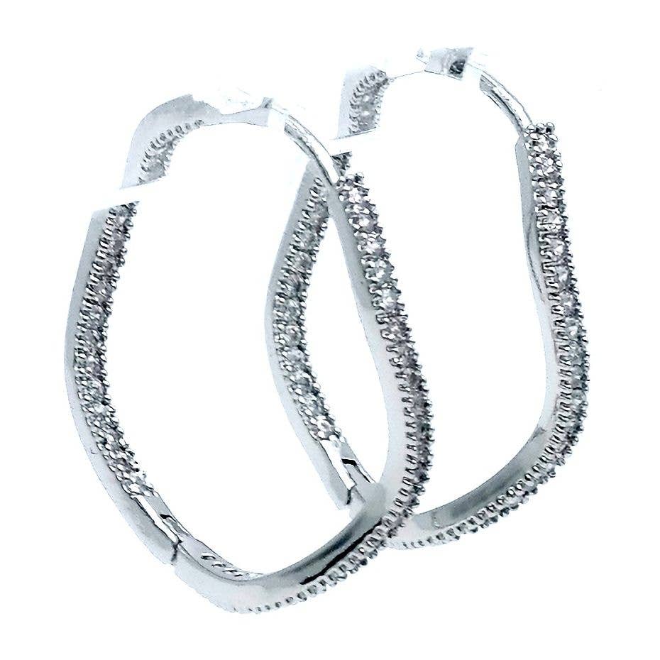 Diacly - Wholesale Hoop Earrings - Cubic Zirconia Wave Squiggly Hoop Earrings1
