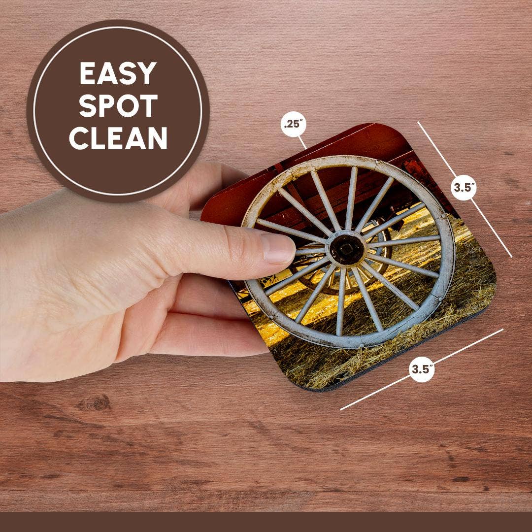 3dRose - Wholesale Coasters - 3dRose, Washington State, Palouse. Old wagon wheels from local wheat farms., Coaster13