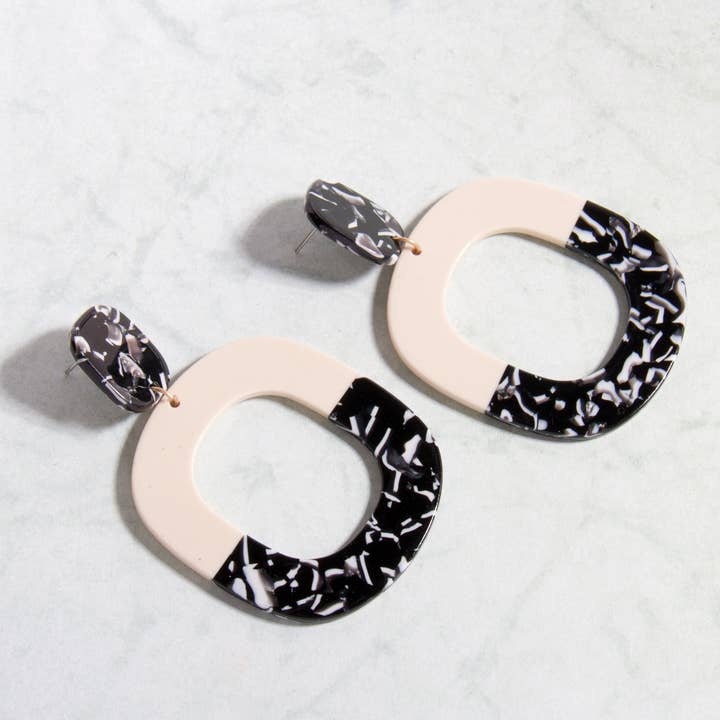 E2205 3" Acetate Hoop Color Block Earring for wholesale by CEmeraki