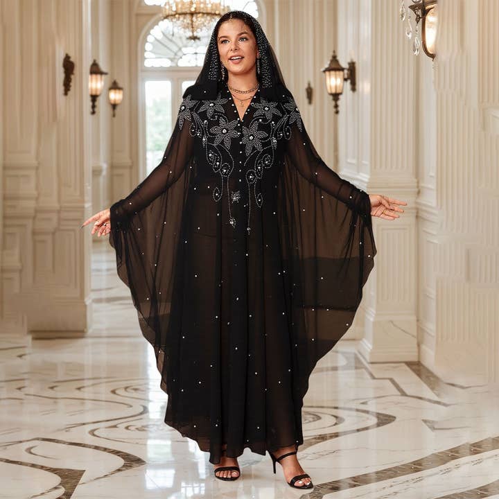 ACCITY - Wholesale Cape - Women's - African Beaded Long Robe Muslim Cape Hooded Dress_CWMM613819