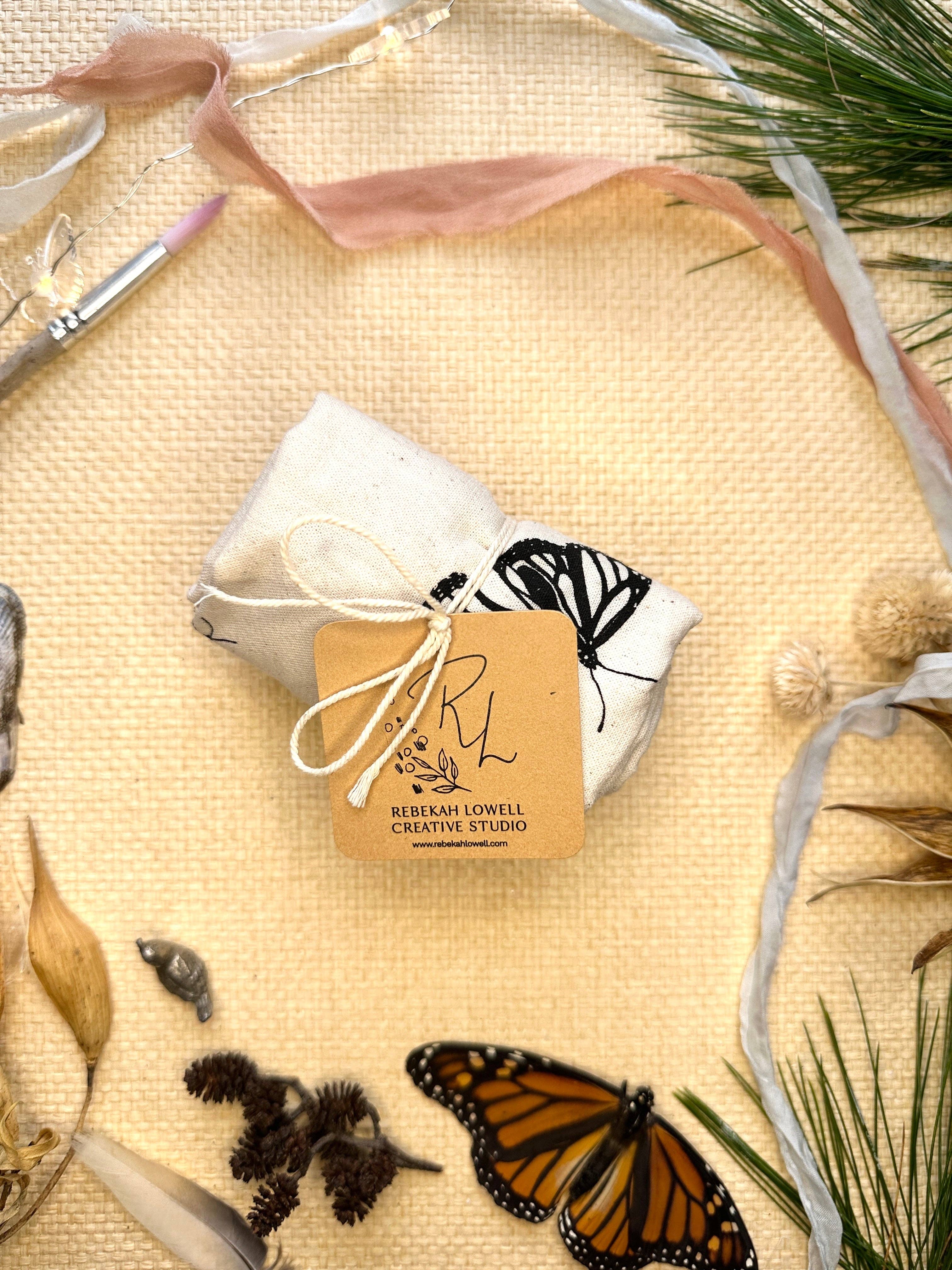 Rebekah Lowell Creative Studio - Wholesale Tea Towel - Monarch Butterfly Tea Towel, Black