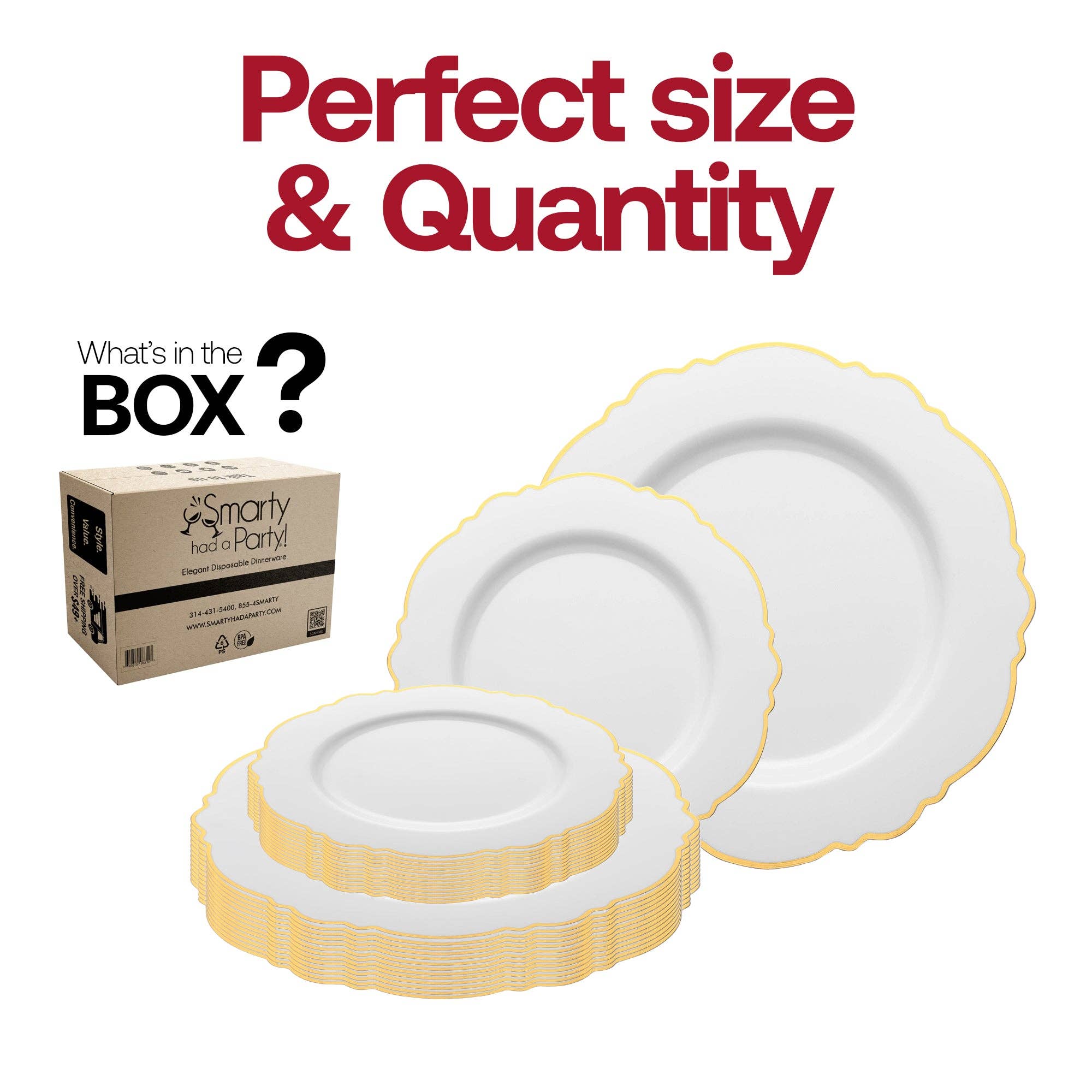 Smarty had a Party – Großhandel Essgeschirr-Set – Weißes Einweggeschirr-Set mit Goldrand - 120 Gäste4