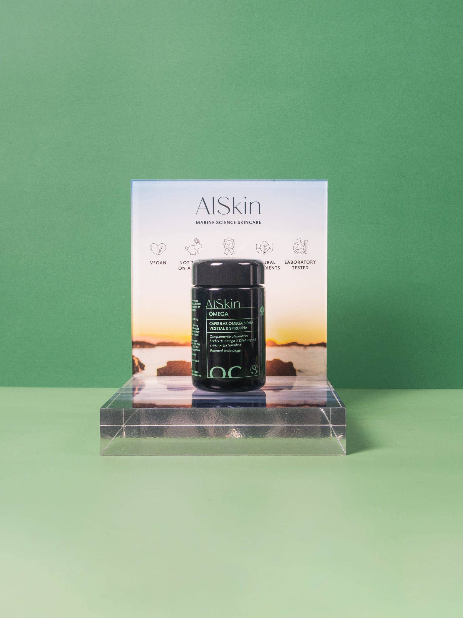 AlSkin Cosmetics - Vendita all'ingrosso Vitamine/integratori orali - AlSkin Omega - Capsule di Spirulina e DHA vegano ricco di Omega-33