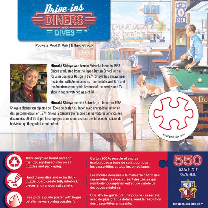 Masterpieces Puzzles - Wholesale Puzzle - Adult - Drive-Ins, Diners & Dives - Pockets Pool & Pub 550 pc Puzzle