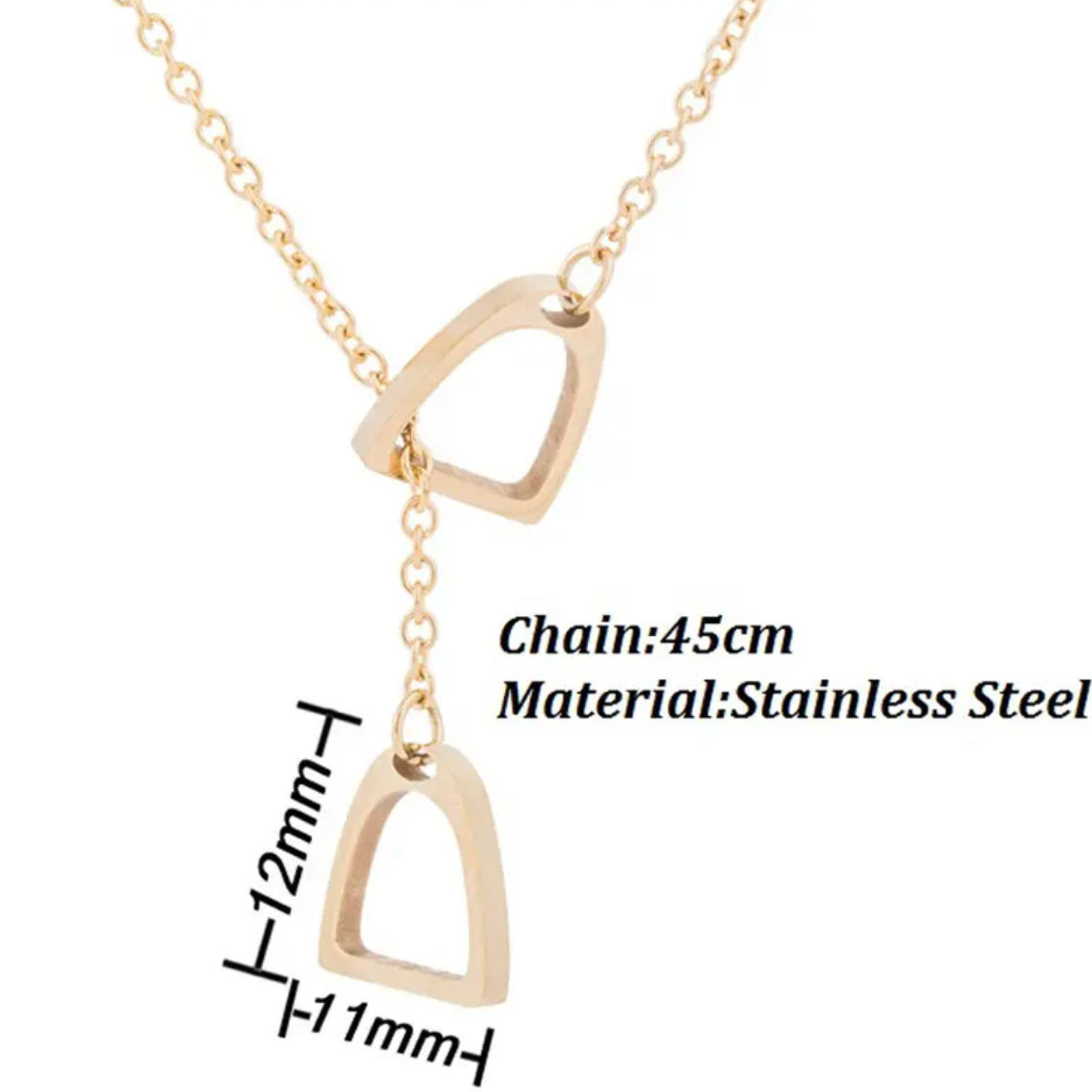 HoopLa - Wholesale Y-Neck/Lariat Necklace - Colt & Filly Stirrup Lariat Steel Necklace- Waterproof7