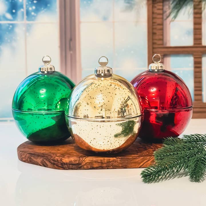 Spirit Glow Home & Body Essentials - Wholesale Candle Holder - *New* Speckled Glass Christmas Ornament Jar Candle 1