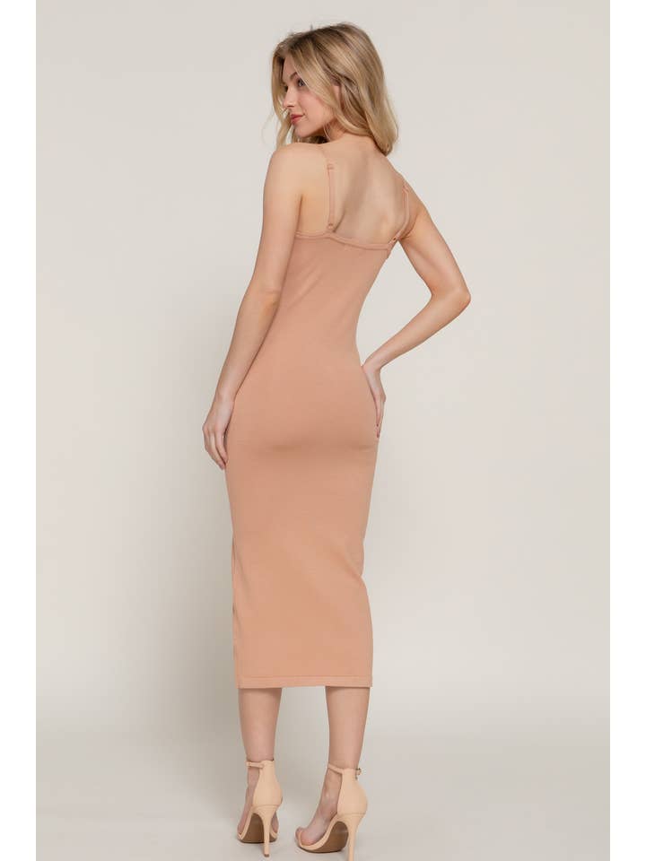 Active Basic | Active USA - Wholesale Dress - Women's - Straight Neck Line Fitted Spring Sweater Dress1