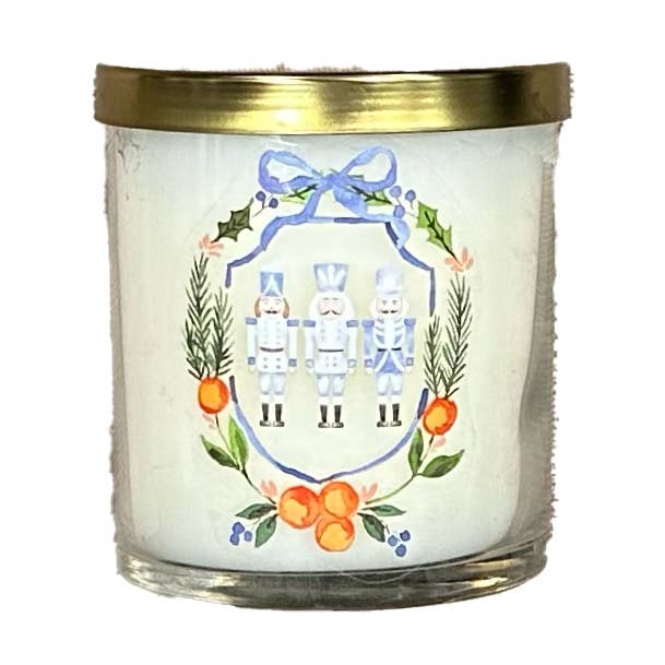 Klar glasljus med guldfärgat lock, nötknäppare med järnek för wholesale av The French Bee & Co