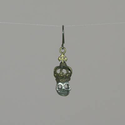 Moosepablos, Inc. - Wholesale Dangle Earrings - Sterling Skull with Brass Crown Earrings