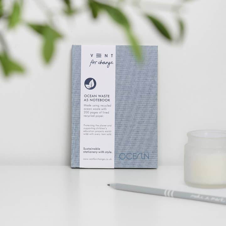 Notebook A5 Recycled Ocean Waste - Ocean Blue for wholesale by VENT for Change USA