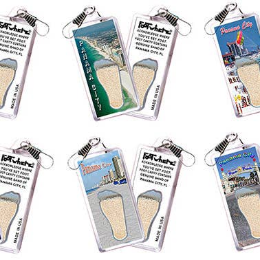 Panama City, FL FootWhere® Souvenir Zipper-Pull. 72 pieces/ 6 assorted styles. for wholesale by FootWhere- USA Group, Inc.