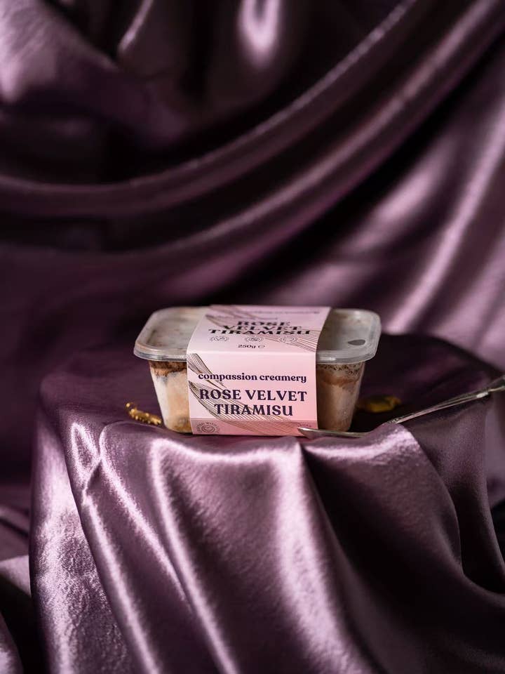 Rose Velvet Tiramisu for wholesale by Compassion Creamery