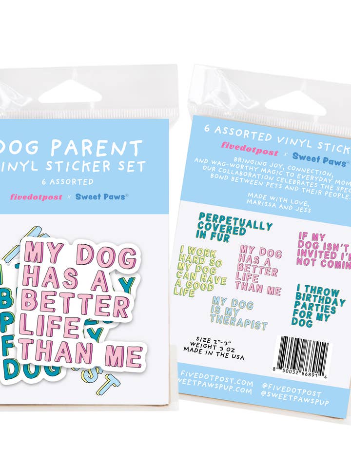 Dog Parent Sticker Pack – 6 Vinyl Stickers for Pet Owners for wholesale by Five Dot Post