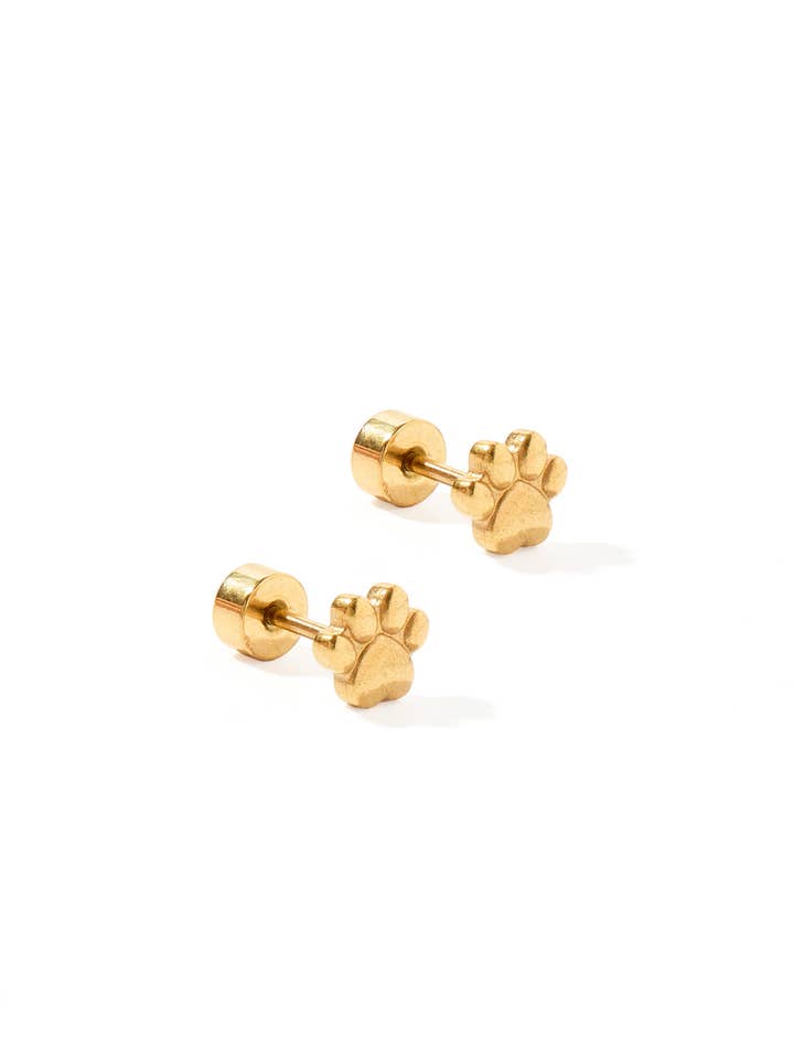 Screwback Stud Earrings - Paw Print for wholesale by LINNY CO
