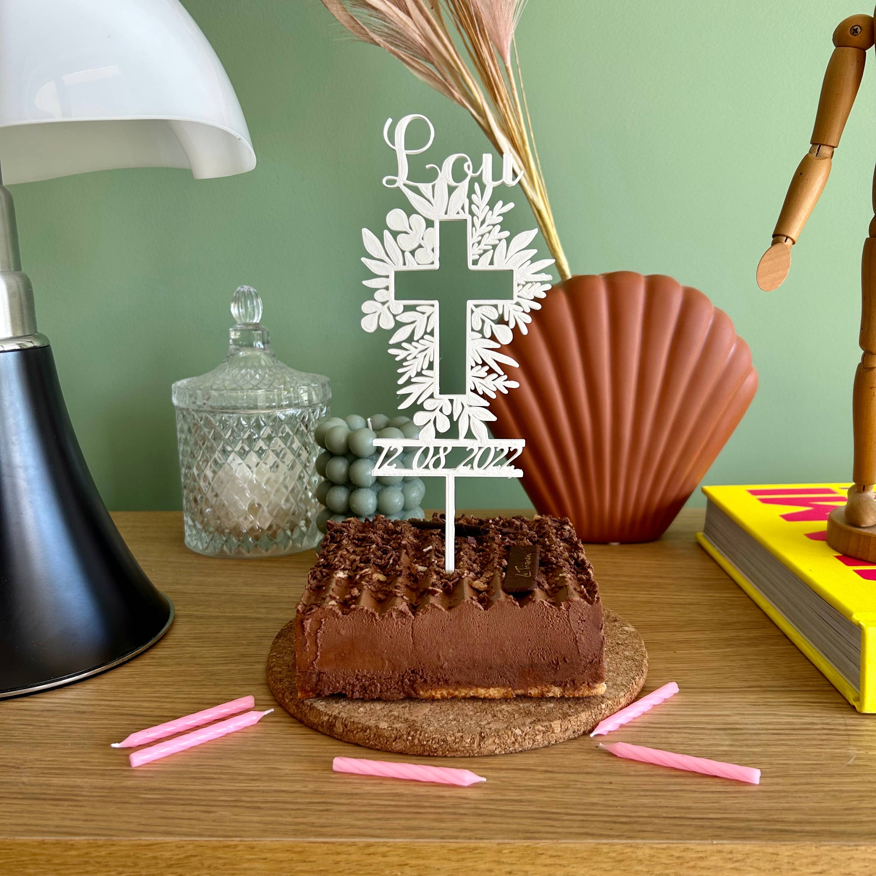 3Dpiecedesign – wholesale Cake/cupcake topper – Personalised christening cake decoration, cake topper1