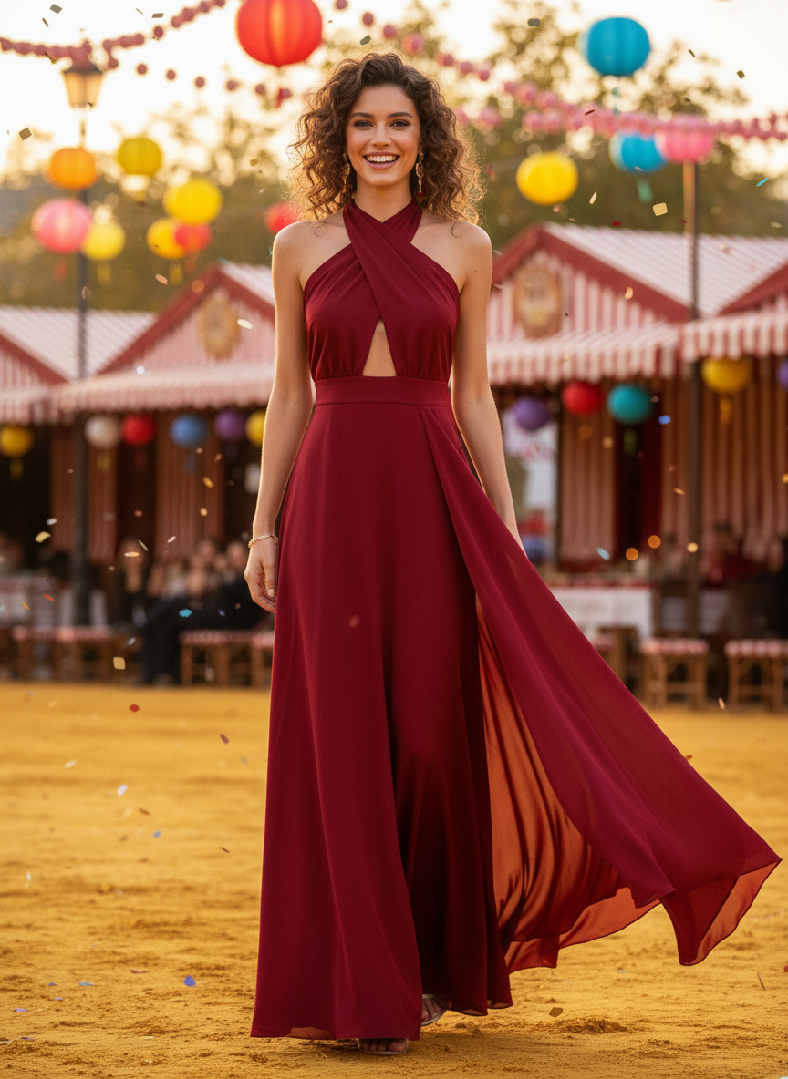 LONG RED INDIAN DRESS 50785 for wholesale on Faire1