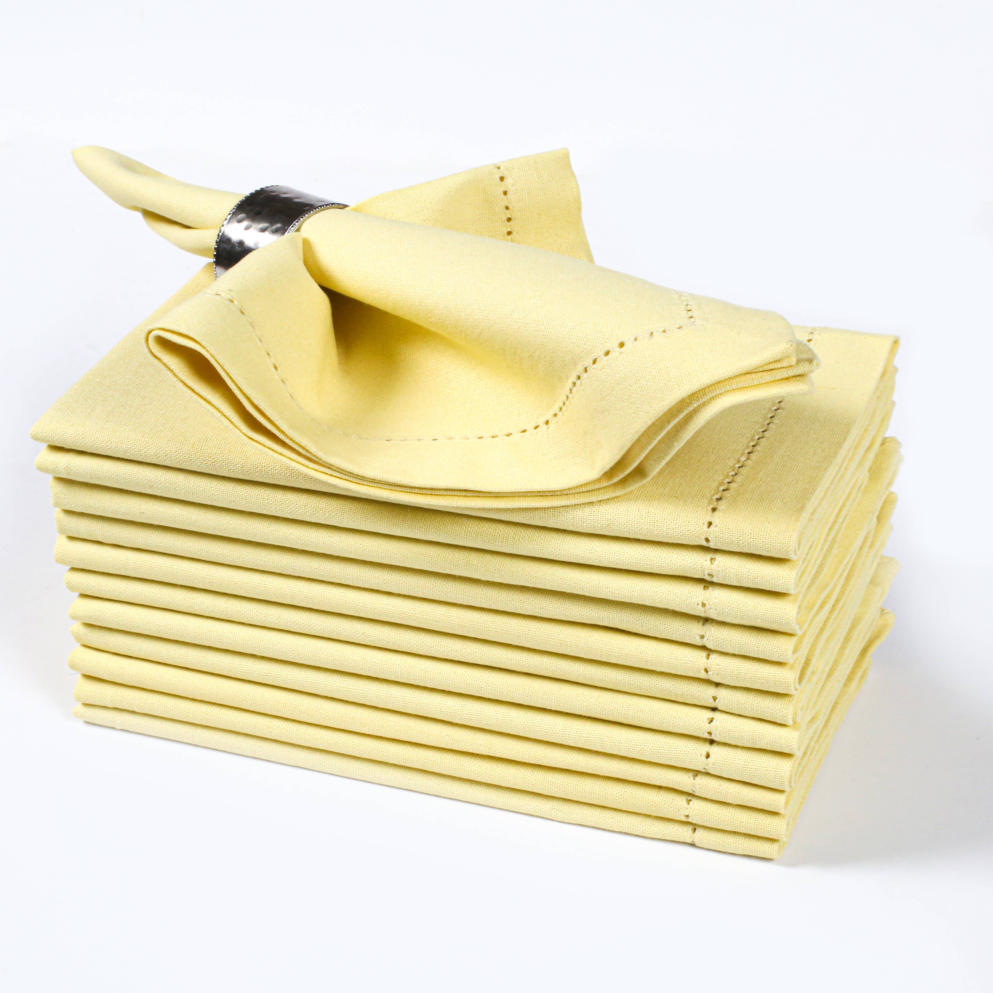 Yellow Cotton Dinner Napkins, 18x18" - French Vanilla, Set of 12 for wholesale on Faire