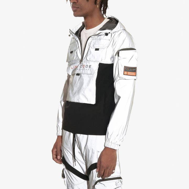 Copper Rivet - Wholesale Windbreaker – Men's - J03. SILVER (REFLECTIVE) PULLOVER WINDBREAKER3
