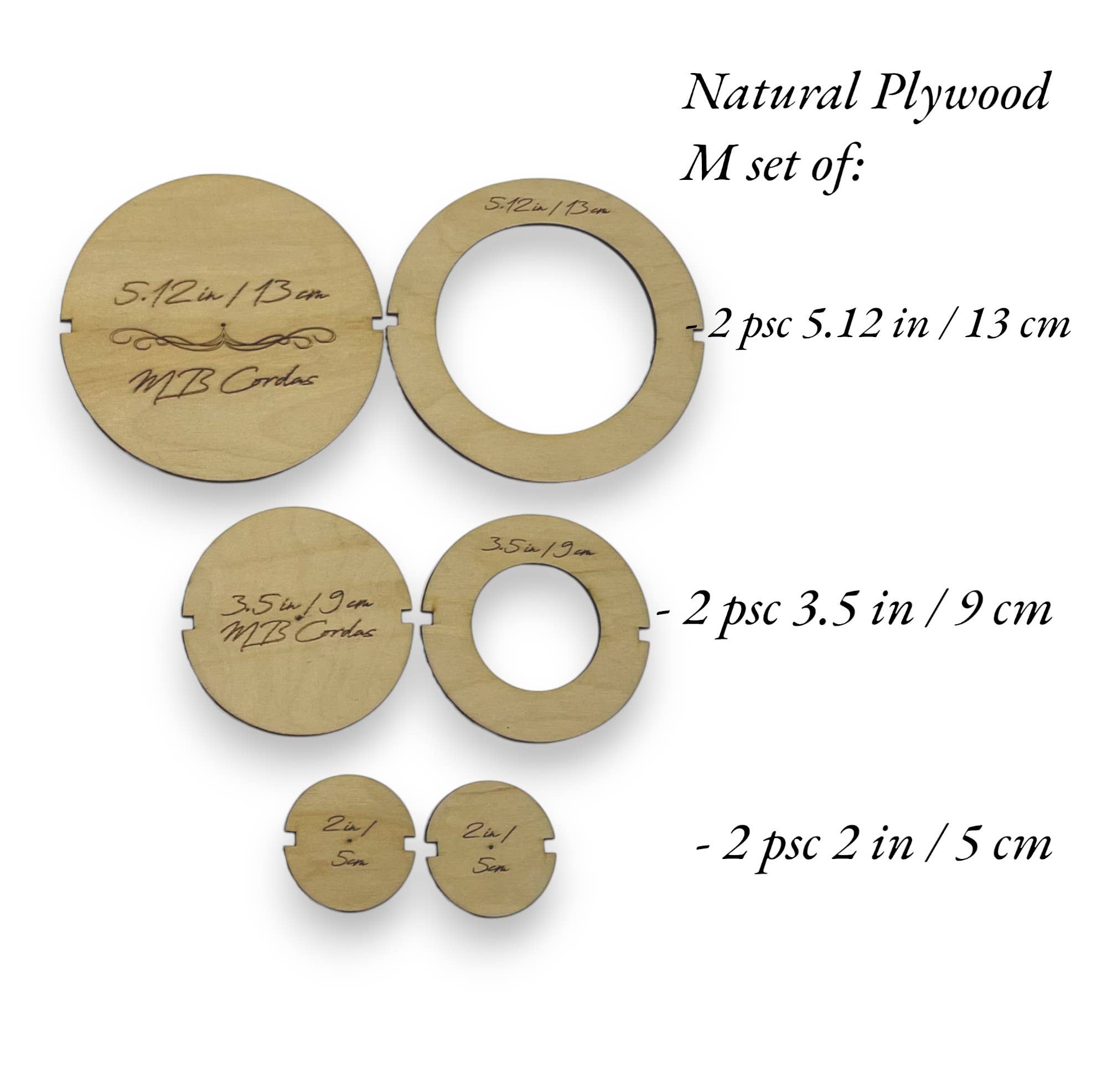 MB Cordas - Wholesale Knutselbenodigdheden - MB Cordas Macramé Snijmal Onderzetters set van 2-10 stuks (5 maten)8