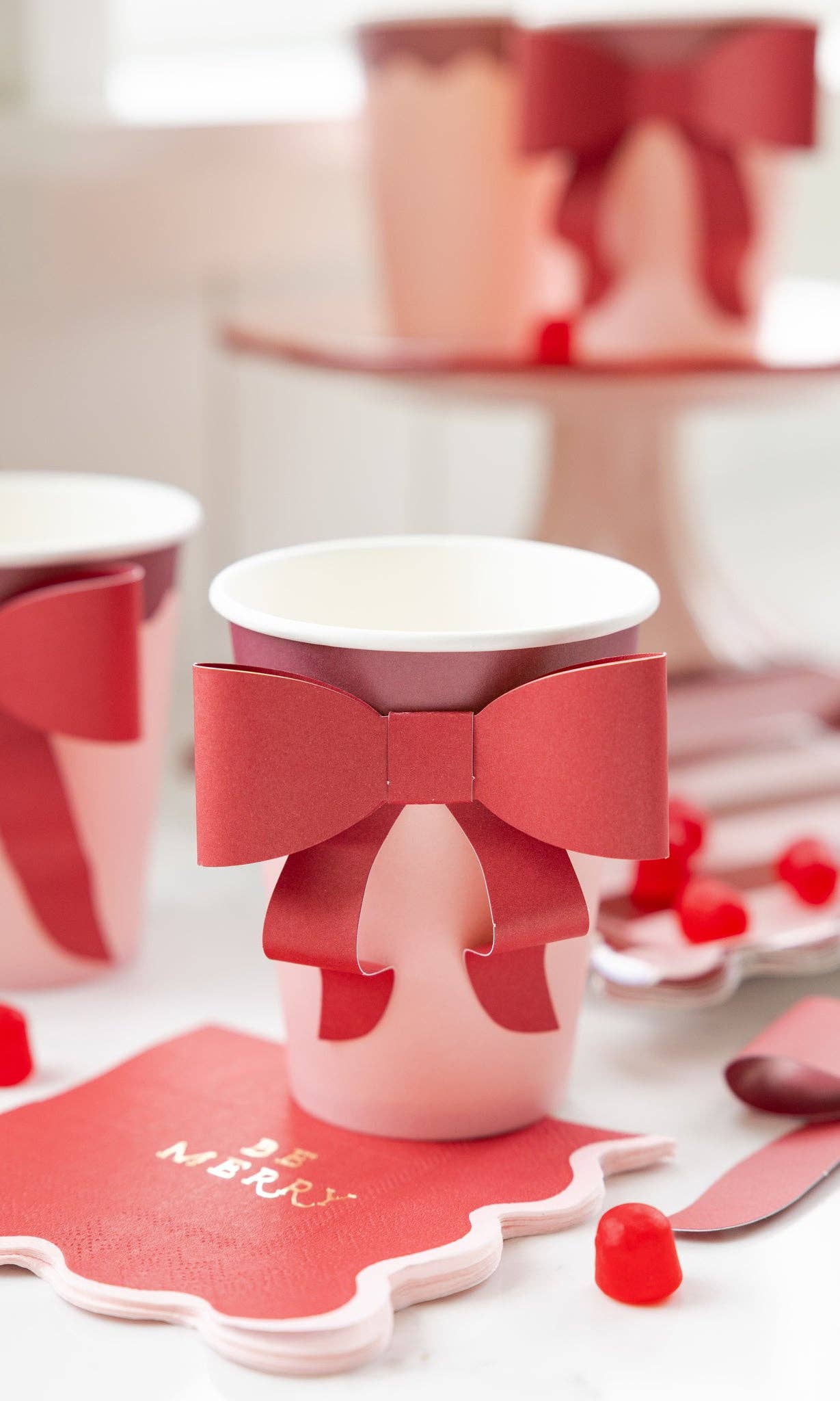 My Mind’s Eye - Wholesale Disposable Cup - MJY1210 - Red and Pink Cup with Bow2