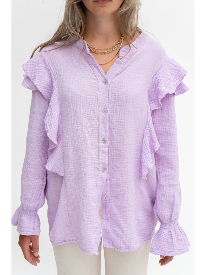 Wild Daisy – Großhandel Bluse – Damen – Oversize Hemd WILD BONNIE aus Musselin in flieder2