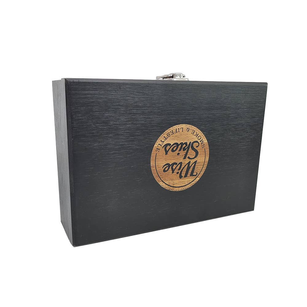 Wise Skies – wholesale Humidor/cigar accessory – Wise Skies Bamboo Black Wooden Deluxe Rolling Box2