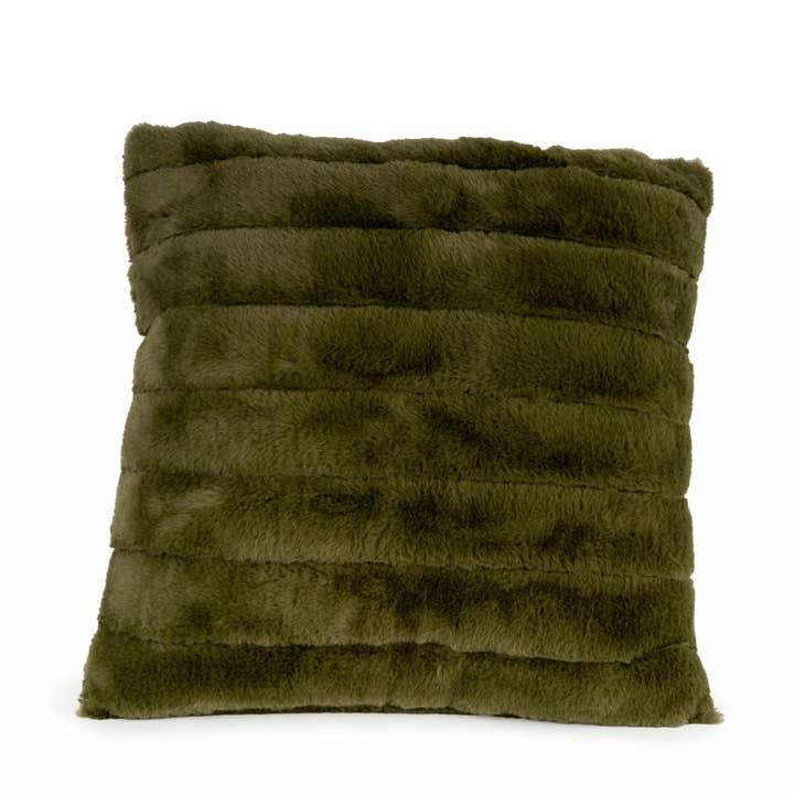 Square Cushion - Faux Fur Olive Green 1pk for wholesale by Candlelight Products Ltd