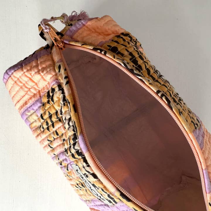 kikooni – wholesale Make-up/cosmetic bag – handmade cosmetic bag "Poppy Tiger peach fusion"