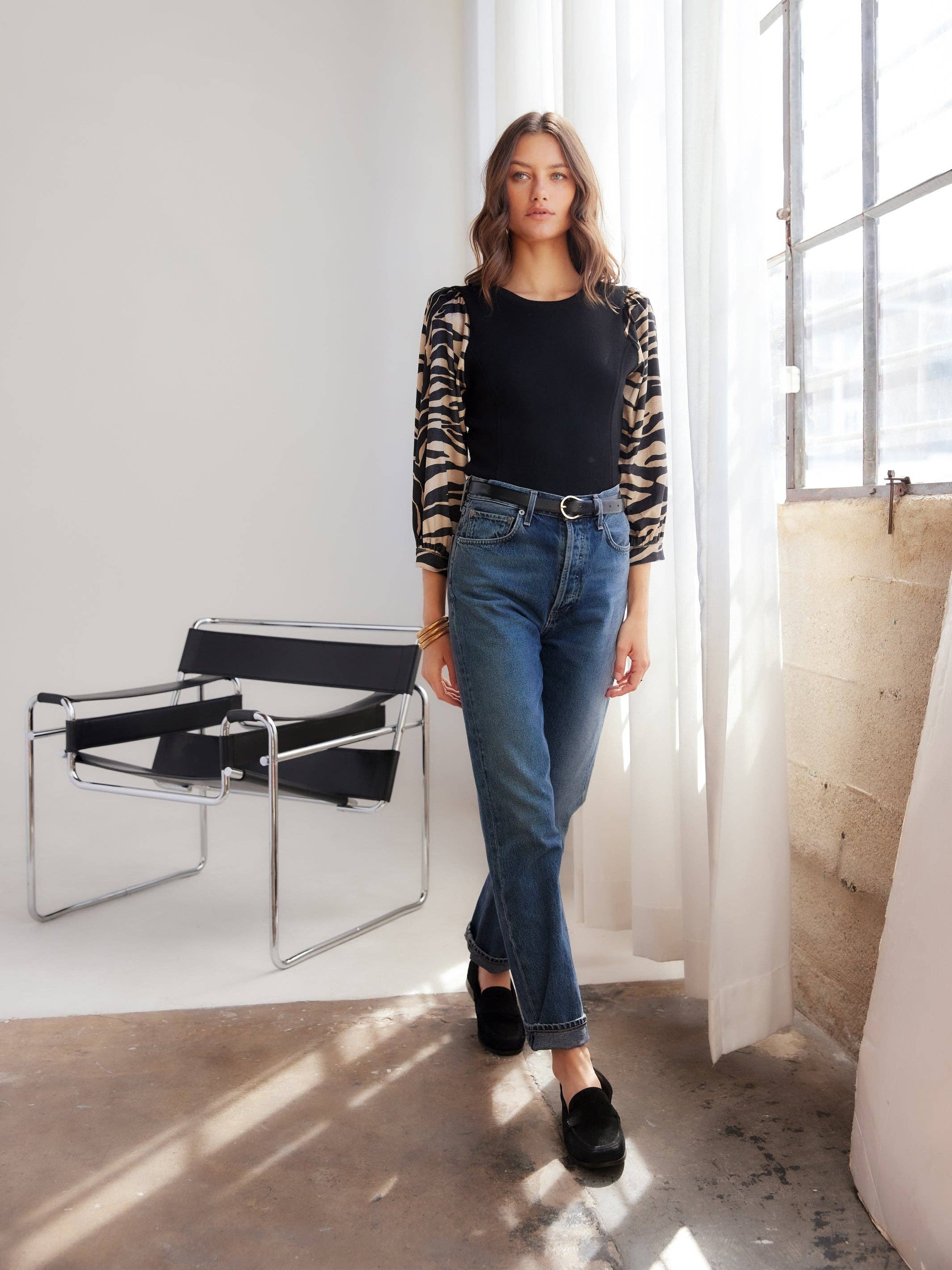 Zwart 4F57512 Contrast Lory Fluwelen Top voor groothandel op Faire5