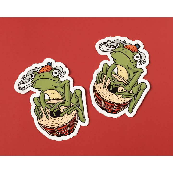 RippleSplash Studio - Wholesale Sticker - Frog Drummer Sticker2