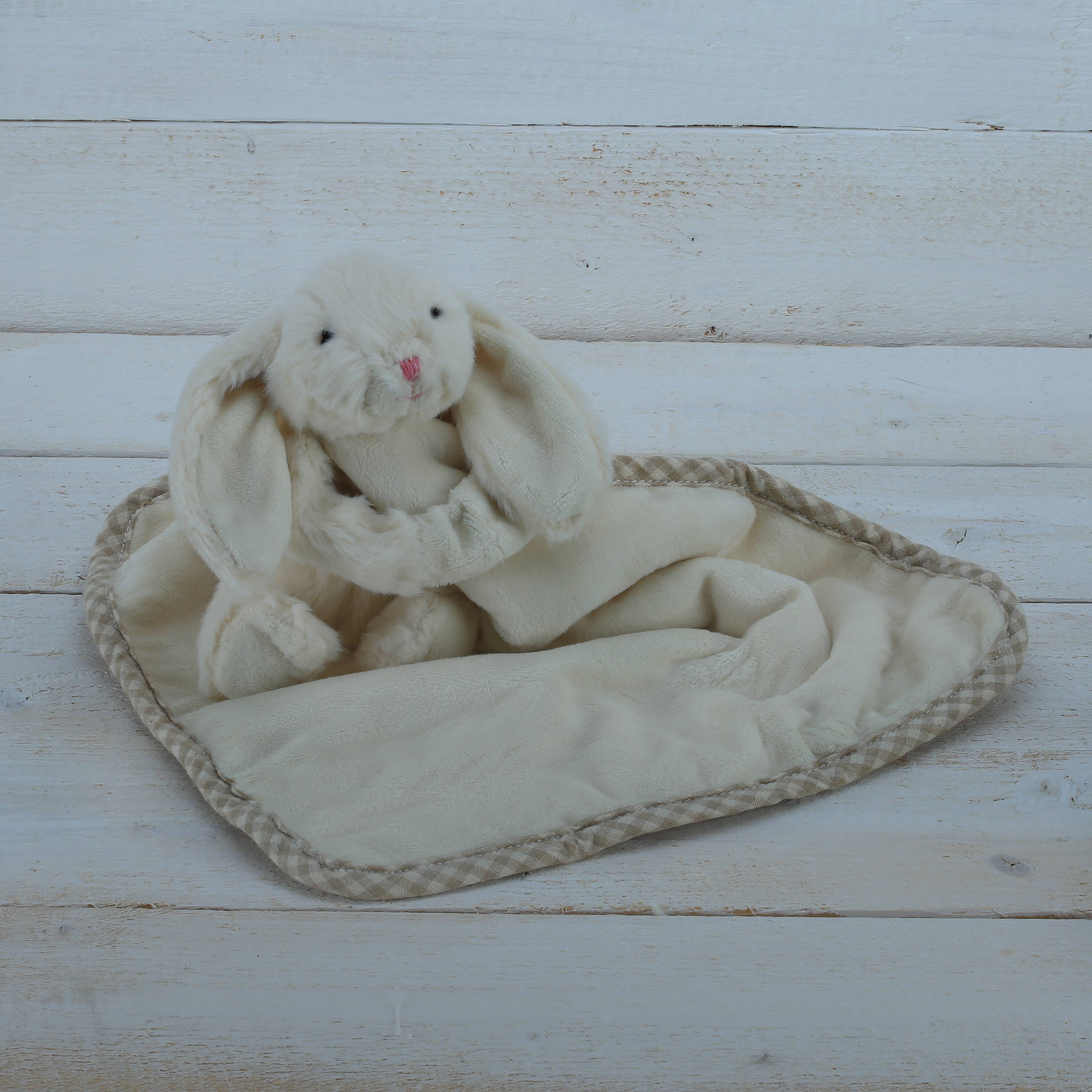 Jomanda Soft Toys & Accessories - UK Based – wholesale Security/cuddle blanket – Baby – Bunny Baby Plush Soft Toy Soother Comforter Cream 29x29cm4