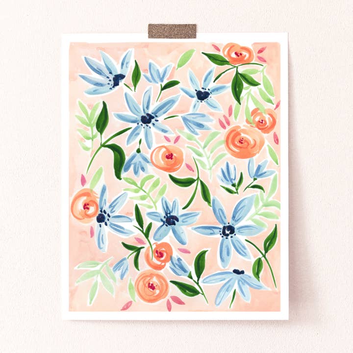 Azure Florals Art Print for wholesale by Sabina Fenn