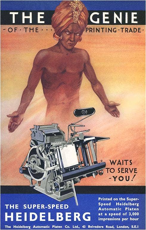 Found Image Press - Wholesale Magnet - Magnet FG-205 Semi-Nude Genie with Printing Press0