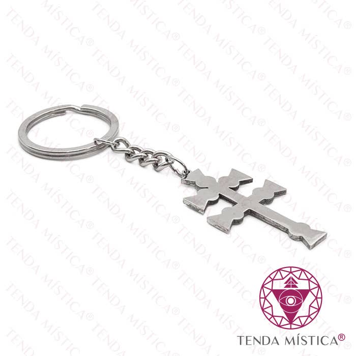 Silver Key Holder Caravaca Cross for wholesale by Tenda Mística