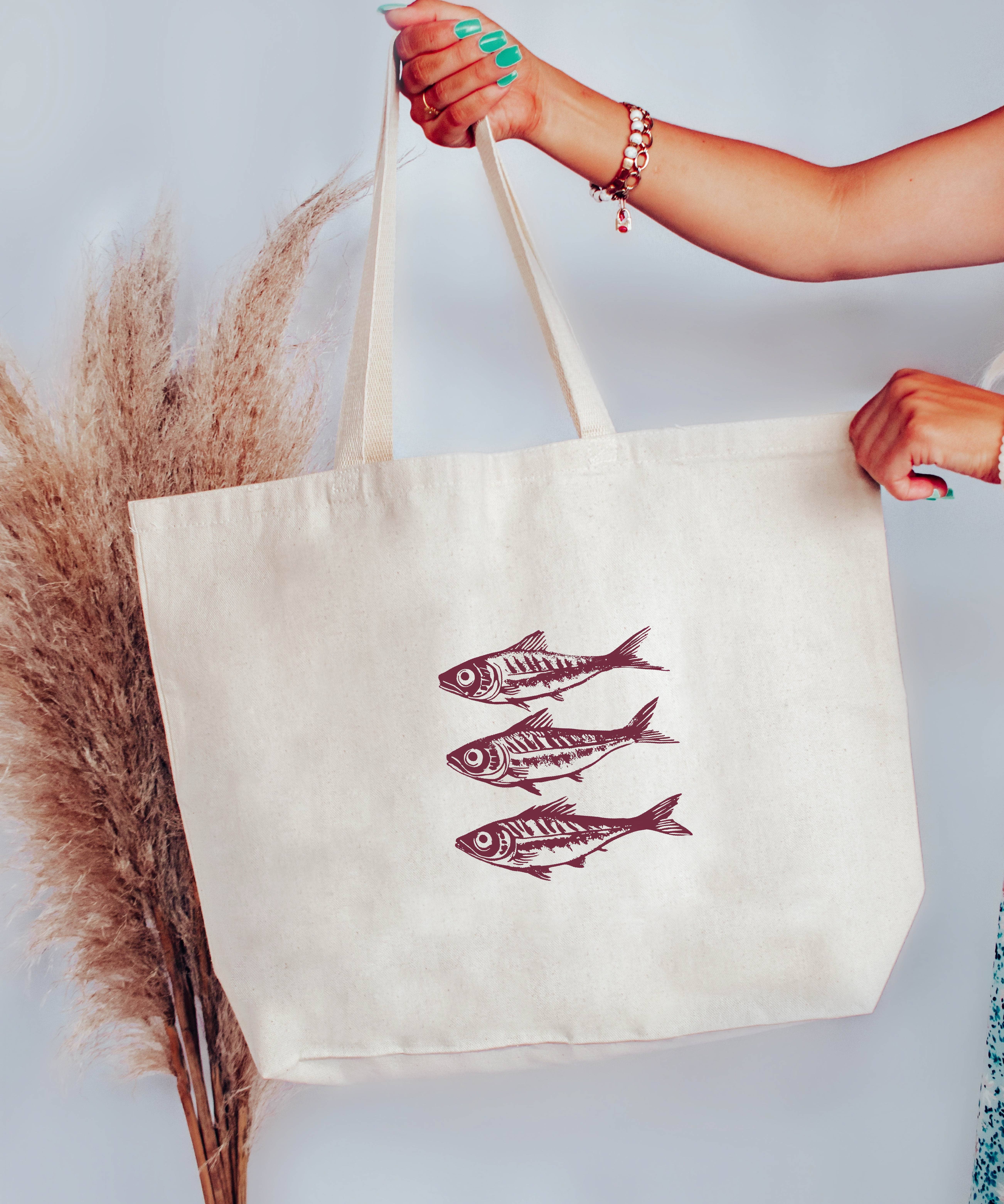 P E T I T R U E - Wholesale Tote Bag - Unisex - Sardine Tote Bag Beach Bag Summer Italian Summer Trendy Bag1