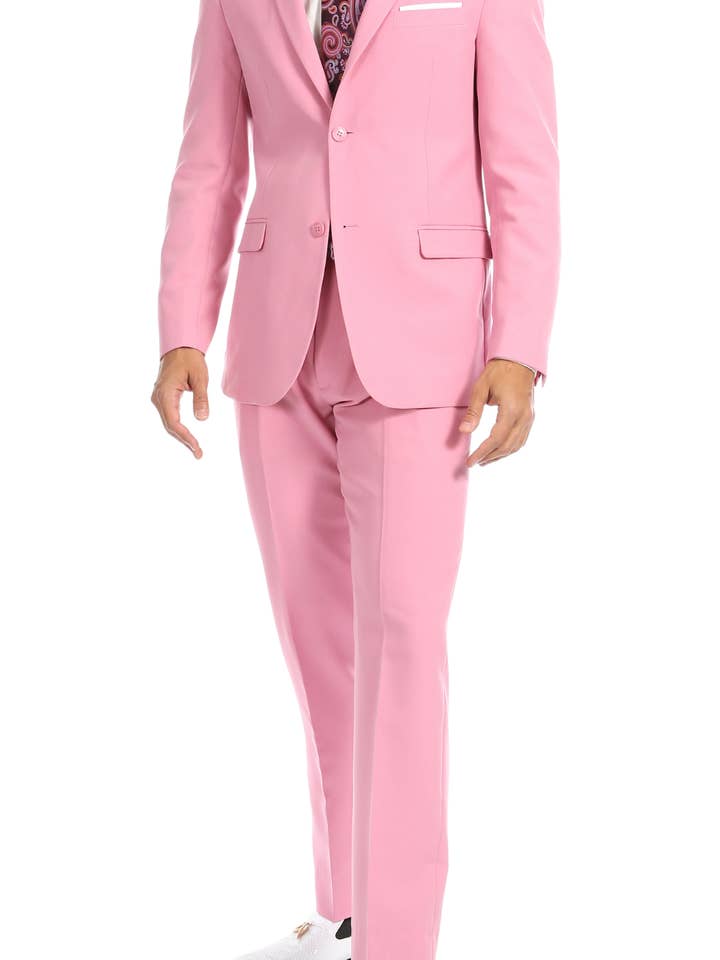 Paul Lorenzo Herren Pink Slim Fit 2-teiliger Anzug für den Großhandel von Ferrecci