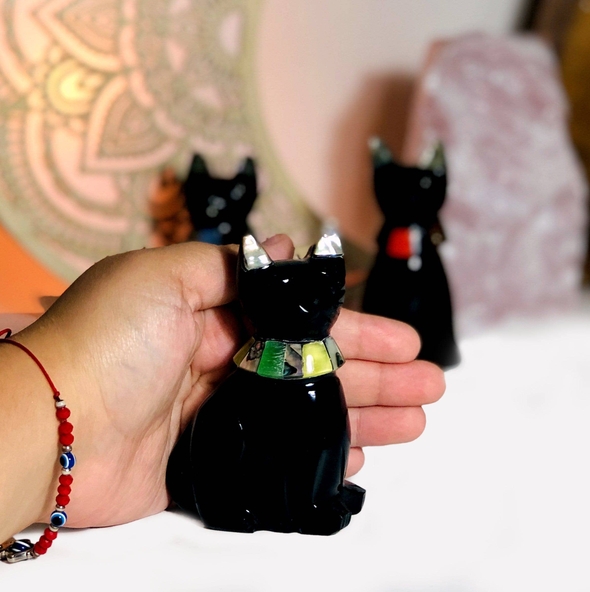 Rock Paradise - Wholesale Decorative Figurine - Polished Black Obsidian Crystal Cat Statues4